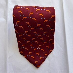 Brooks Brothers Burgandy Orange Blue DOLPHINS Silk Tie Italy USA 56”